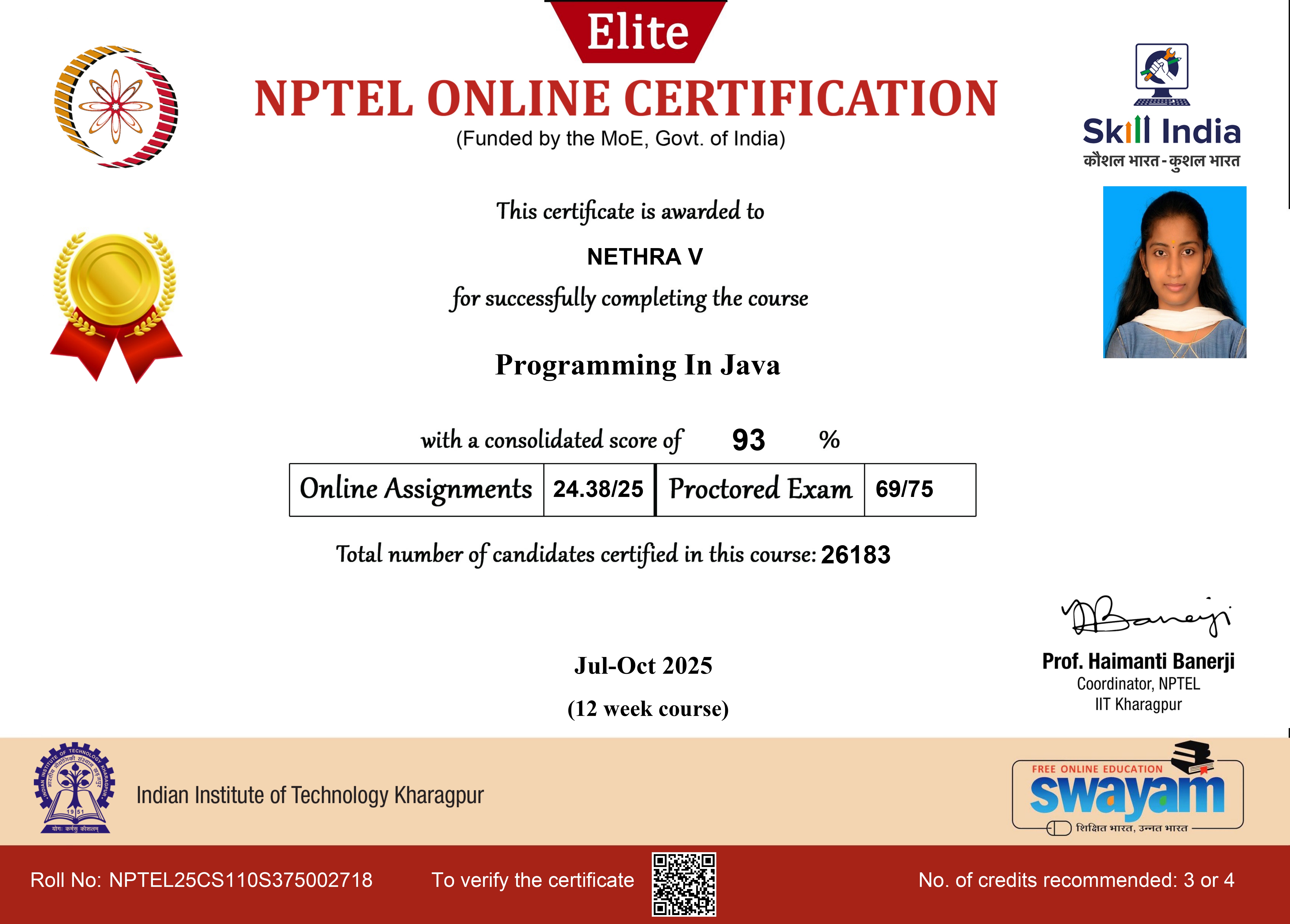 NPTEL Elite Certificate 3
